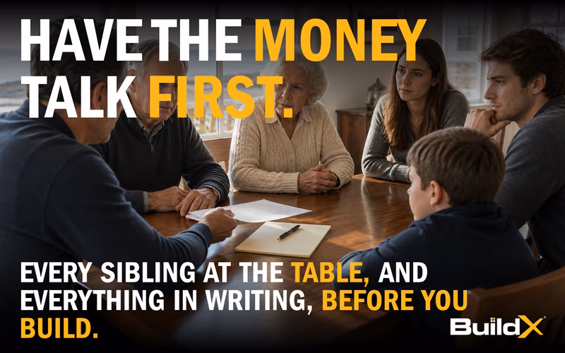 How do you get your whole family, including siblings who will not live there, aligned and in writing before building a multi-generational ADU?