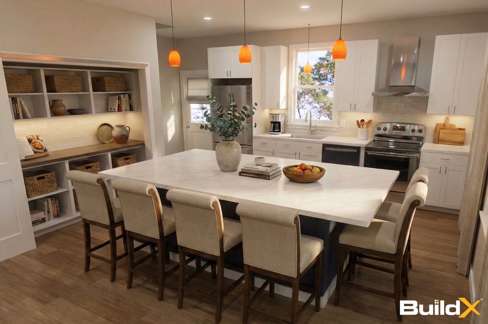Cohasset ADU -- Open kitchen with island seating